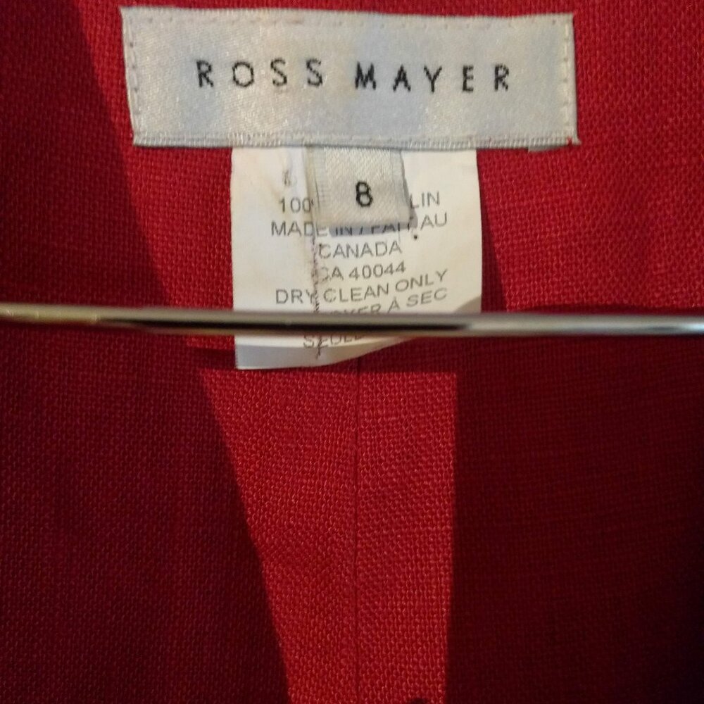 Red Linen Crop Jacket - Picture 2 of 3